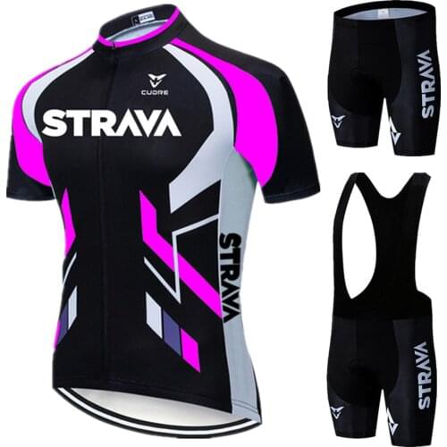 Mens Cycling Jersey Set 2021 STRAVA Team Summer Cycling Clothes Bicycle Clothing MTB Bike Clothing Outdoor Cycling Suit