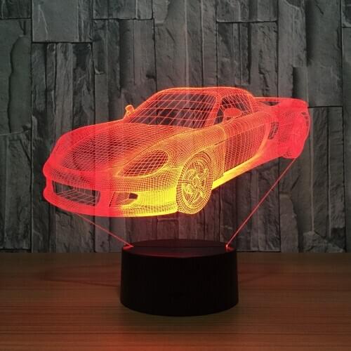 3D LED Night Light Music Sports Car Roadster Racing Bike with 7 Colors Light for Home Decoration Lamp Amazing Visualization