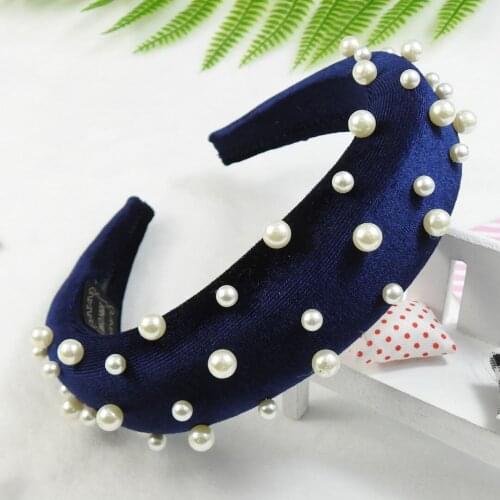 Fashion Pearl Thickening Velvet Headbands Hari Hoop Solid Wide Girl Hairbands Women for Hair Accessories Headwear