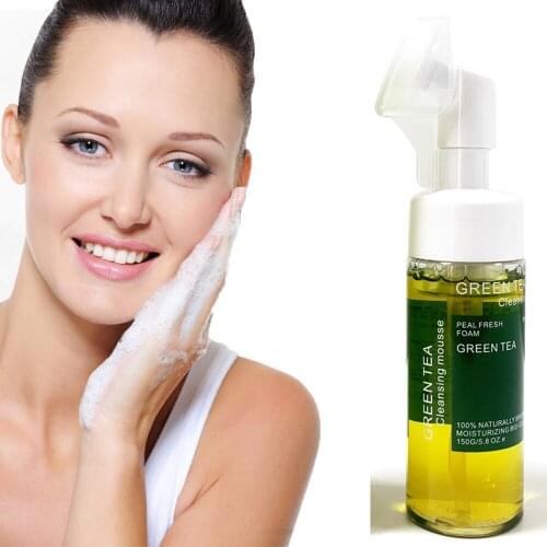 Green Tea Amino Acid Cleansing Foam Face Cleansing Acne Exfoliator Brush Anti Aging Cleanser Massage Whitening Moisturizing