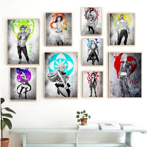 Prints Home Decoration Painting Seven Deadly Sins Anime Picture Wall Art Modular Canvas Watercolor Poster For Bedside Background