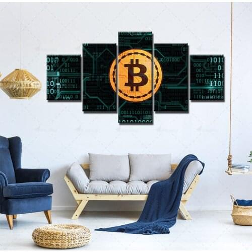 HD Prints Poster Wall Art Modular Canvas Currency Pictures Modern 5 Pieces Painting Home Background Framework Living Room Decor