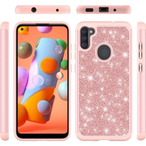 Shockproof hybrid Armor TPU Shiny Case for Samsung Galaxy A11 A 11 Glitter Shockproof Luxury Back Phone Cover Protective Capa