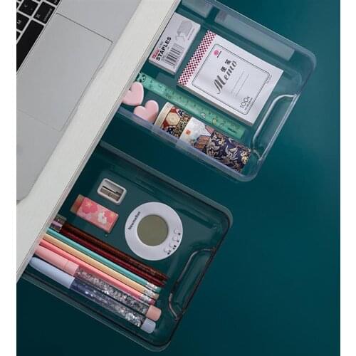 Under Desk Drawer Self Adhesive Desktop Storage Drawer For Office Pen Holder Hidden Sorting Box Kitchen Knife Fork Organizer