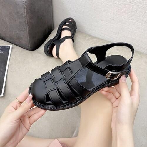 Roman Sandals Breathable Fashion Womens Shoes 2021 Soft Summer Heels Suit Female Beige Gladiator Luxury Closed Girls Flat Low Co