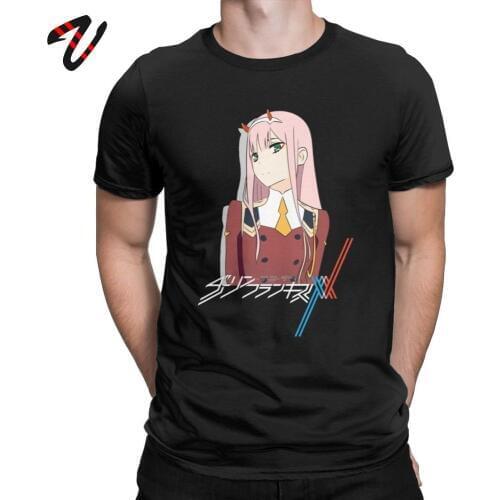 Chic Anime Shirts Darling In The Franxx DarliFra Zero Two T Shirt Man Short Sleeve Tee 100% Cotton T-Shirt Gift Plus Size Camisa