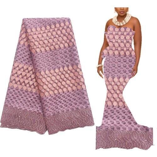 Lilac Nigrian Africa Lace 2020 with Stones Wedding Latest African Laces 2020 High Quality Pink Bridal French Lace for Dresses