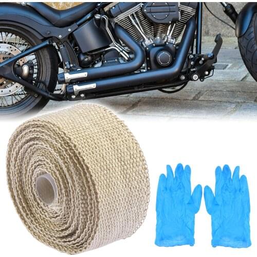 Motoforti 5cm*5M/6.5M/10M/15M Motorcycle Exhaust Heat Wrap Tape Exhaust Muffler Pipes Fiberglass Tape Set With Stainless Ties