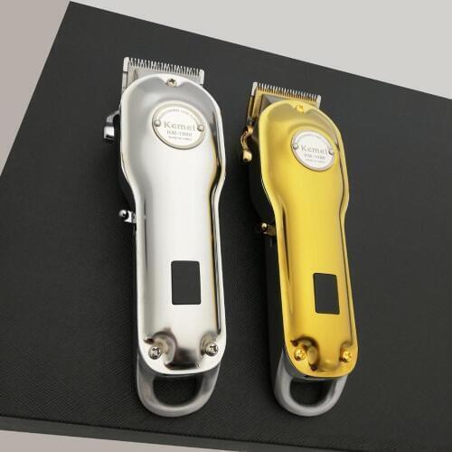 Kemei hair trimmer KM-1986 rechargeable hair clipper cordless haircut machine oilhead baldhead clipper metal body
