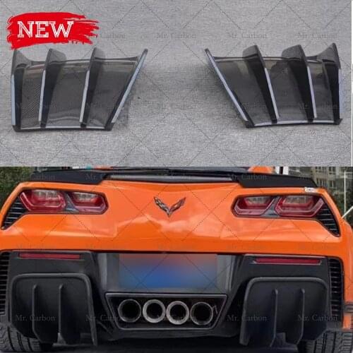 CARBON REAR CANARD FOR CORVETTE C7 STINGRAY GRAND SPORT 2014+ XIK STYLE FIBER GLASS BUMPER BOTTOM SPLITTER 2PCS FOR Z06 DIFFUSER