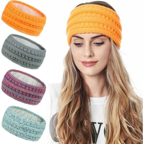 Knit Headbands Winter Ear Warmers for Women Elastic Turban Head Wraps Crochet Hair Band BN