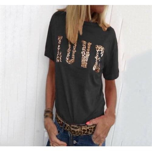 Sexy Leopard Printed T-shirt Tops Women O Neck Short Sleeve Tee Shirt Summer Ladies LOVE Letter Print T Shirt Tops