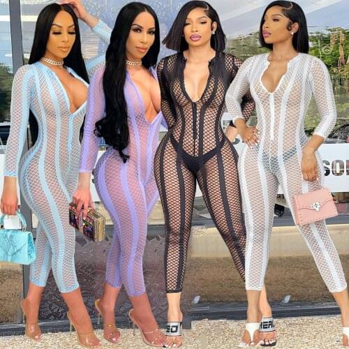 Zoctuo Casual Jumpsuits For Women Autumn Long Sleeve Zipping Sexy Jumpsuits And Rompers Hollow Out Hole Clothing Streetwear New