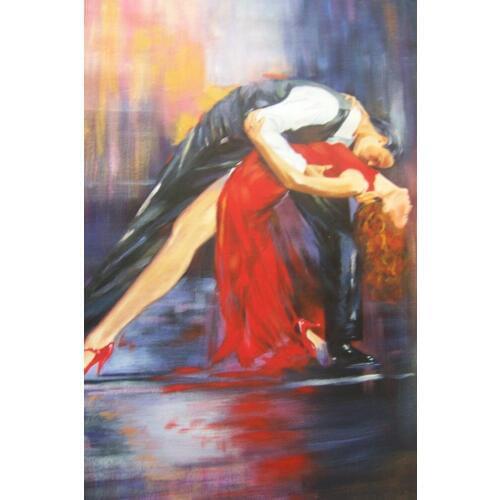 100%Handmade Flamenco salsa dancers 40x28 Oil Painting,NOT a print or poster