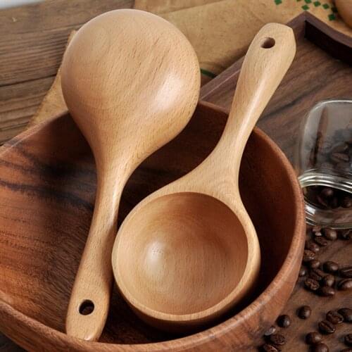 2021 NEW Short Handle Solid Wood Scoop Japanese-style Rice Scoop Kitchen Water Scoop Wooden Spoon Bath Sauna Wooden Bucket Spoon