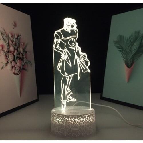Anime JoJo Bizarre Adventure Noriaki Kakyoin 3D Light for Bedroom Decor Light Birthday Gift Manga Figure Acrylic Table Lamp