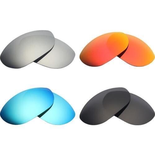 4 Pairs MRY POLARIZED Replacement Lenses for Oakley Monster Dog Sunglasses Stealth Black & Ice Blue & Fire Red & Silver Titanium