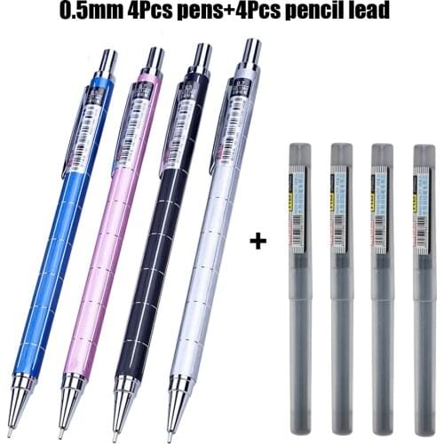 8pcs/set Metal Mechanical Pencil 0.5/0.7mm Cute Pencil Refills Automatic Pencils Student Stationery Office School Supplies