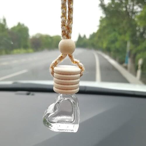 Car Pendant Heart Shape Fragrance Auto Rearview Mirror Hanging Decoration Air Freshener Empty Bottle Ornament Without Perfume