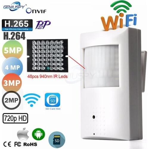 WIFI Micro SD Card Slot 720P 960P 1080P 3MP 5MP PIR Style Onvif Wired Wireless IP Camera Invisible 940nm IR LED Built-in Audio