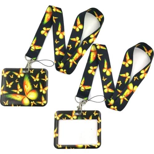 Butterfly Monarch Key lanyard Car KeyChain ID Card Pass Gym Mobile Phone Badge Kids Key Ring Holder Jewelry Decorations