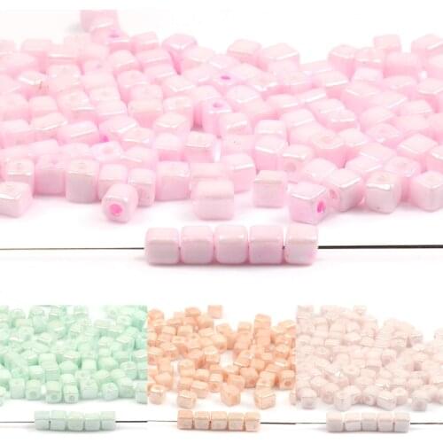 Approx.4mm Cube Beads Czech Glass Beads Kralen Square Beads for Diy Bracelet Necklace Jewelry Making Wholesale Beadwork