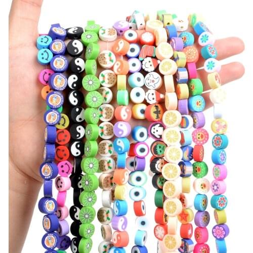 10mm 40Pcs Jewelry Polymer Clay Beads Fruits Heart Flower Beads Polymer Clay Beads For Jewelry Making DIY Bracelet Necklace