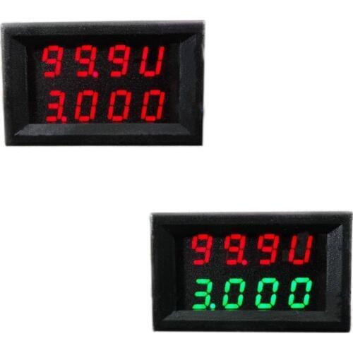 Digital DC 100V 0-3A Voltmeter Ammeter Red Blue Green LED Dual Display High precision 12V Ma ammeter Voltage Current Monitor