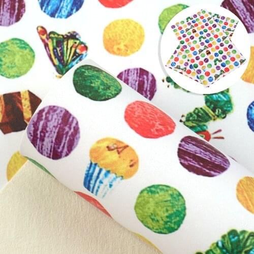 David accessories 20*33cm Back to School Series Cartoon Printed Faux Leather Fabric for Bows Synthetic Leather DIY,1Yc9983