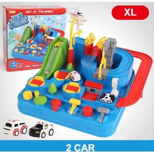 Children Rail Car Train Track Toys Montessori Racing Cars Mechanical Adventure Brain Table Game Educational Car Toys