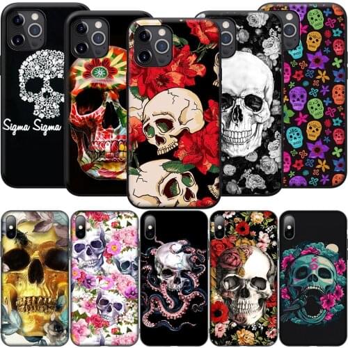 GX71 Floral Sugar Skull Silicone Soft Case for iPhone 12 Mini 11 Pro XS Max XR X 8 7 6 6S Plus 5 5S SE 2020