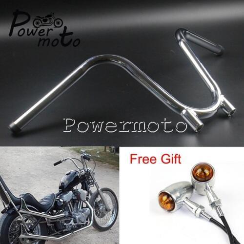 7/8" Chrome Vintage U-Shaped 3-Bend Handlebar Drag Bar 22mm Handle Bar for Harley Cafe Racer Chopper Triumph Cruiser Sportster