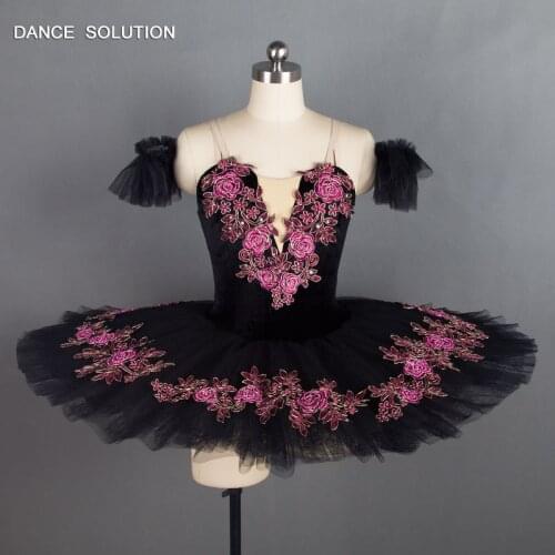 Classic Black Professional Ballet Dance Tutu Dress for Children and Women Ballerina Costumes Pancake Tutus BLL023A