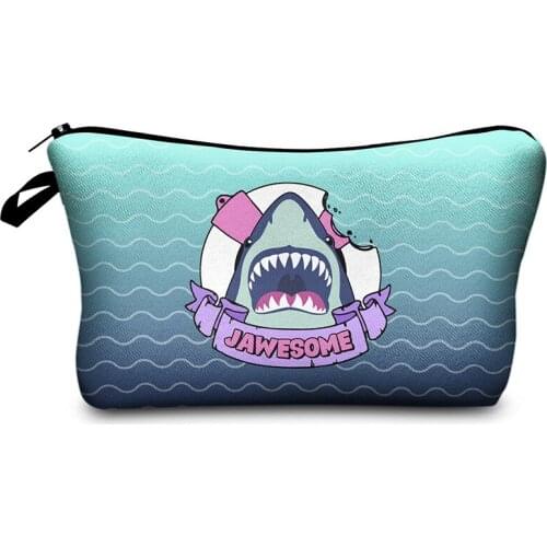 Shark Cosmetic Bag Print Women Brand makeup bags Cute bag headset candy Cosmetic printing Collection Casual men zipper new