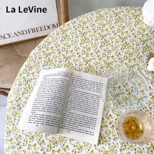 LA LEVINE Small Floral Tablecloth Literary Rose Cloth Korean Blogger Gourmet Photo Props Cotton Background Cloth Desk Cloth