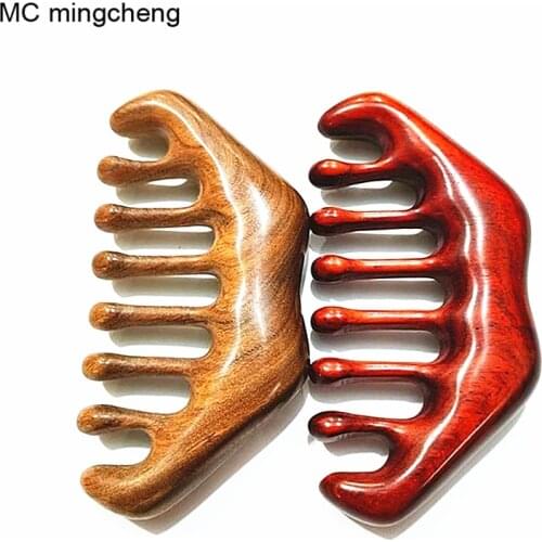 MC new five tooth meridian massage comb green sandalwood health care wide tooth comb big tooth massage head treatment wood comb