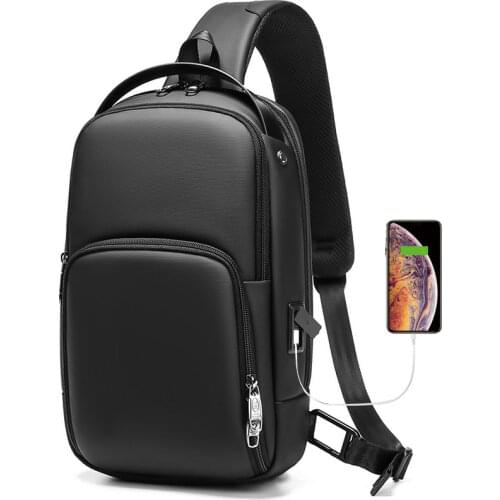 Mens Multifunction Shoulder Bag Waterproof Cross Body Sling Chest Bags USB Travel Crossbody Pack Casual Messenger Pack For Male