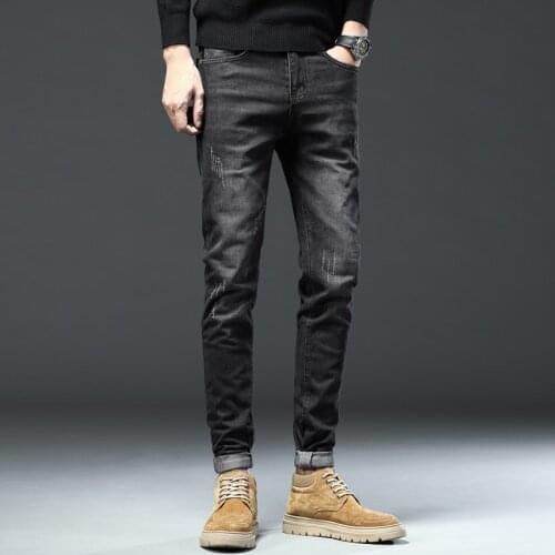 Mens Jeans casual cotton Denim straight cotton loose work long pants jeans blue black pants For 4 seasons TP8092