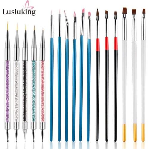 Set of Nail Painting Brush Flower Liner Grid Design UV Gel Polish DIY Dotting Dot Pen Manicure Tools