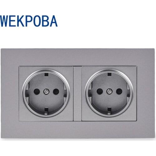 WEKPOBA PC Panel Grey Hidden Soft LED Indicator 2 Gang Russia Spain EU Standard Wall Socket With 2/4 USB Charge Port
