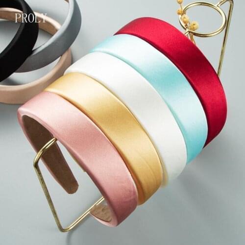PROLY New Fashion Women Headband Wide Side Solid Color Hairband For Adult Casual Classic Headwear Hair Accessories