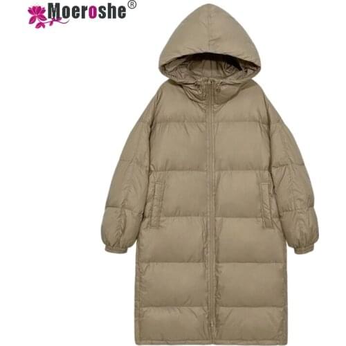 Long Over The Knee Down Jacket Women 2021 New Winter Thick Down Hooded COAT High-quality Cold Protection Loose Down Bread Coat