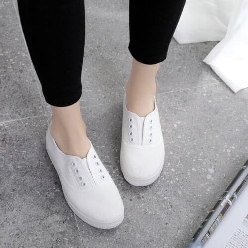 Low-cut canvas shoes student flat casual womens shoes a pedal lazy shoes white shoes