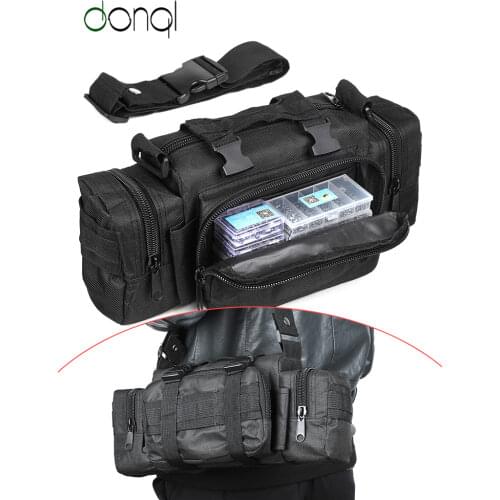 DONQL Fishing Bag Multifunctional Outdoor Backpack Fishing Reel Waist Bag Lure Shoulder Tackle Bag 36*15*16cm Fishing Equipment