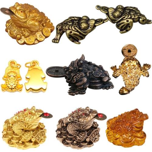 Feng Shui Ornaments For Home Office Decoration Tabletop Feng Shui Toad Money Chinese Gold Frog Toad Craft Gift