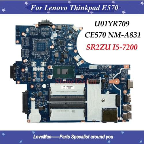 High quality CE570 NM-A831 For Lenovo Thinkpad E570 Laptop Motherboard FRU:01YR709 01EP391 SR2ZU I5-7200U DDR4 100% Fully Tested