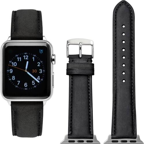 WOCCI Vinatge Leather Watch Band for Apple Watch Series 5 4 3 2 1 38mm 40mm 42mm 44mm Adapter