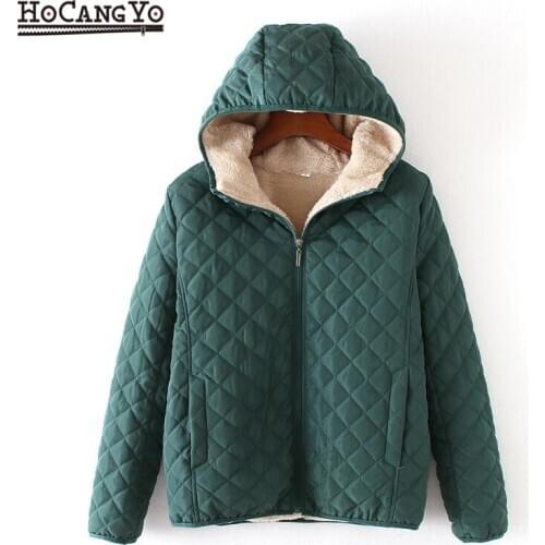 Autumn Women Parkas Coat Plus Size Hooded Long Sleeve Plaid Jacket Women Winter Coat Warm Outwear Female Jackets Casaco Feminino