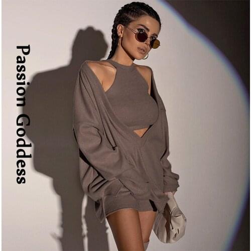 Autumn Women Turtleneck Vest + V-neck Loose Sweatshirts Long Sleeve Oversized Pullovers Outfits Hollow Out Crewneck Sweatshirts