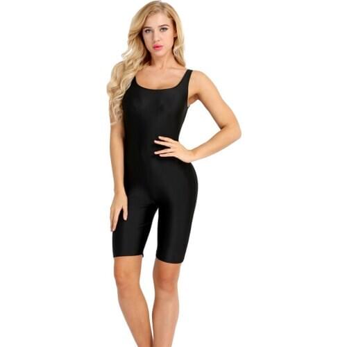 Women Sleeveless Stretchy Skinny Sports Activewear Ballet Gymnastics Leotard Sports Jumpsuit Adult Workout Bodysuit Dance Wear